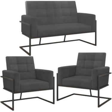 Imagem de Kit 2 Poltronas Namoradeira Base de ferro para Sala de Espera Decorati