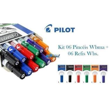 Imagem de Kit 6 Pinceis 6 Refis Marcador De Quadro Branco Pilot