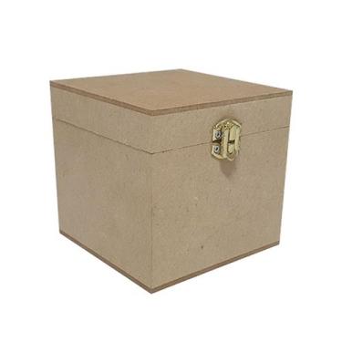 Imagem de Caixa Quadrada com Dobradiça e Fecho Personalizado 10x10x10 Mdf Madeir
