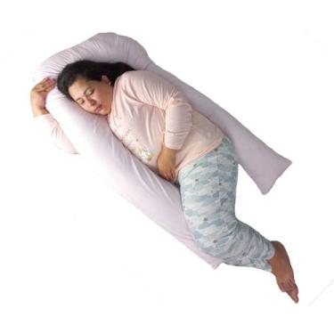 Imagem de Travesseiro Gigante Formato U 140x70cm Happy Line, Rosa