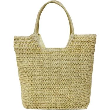 Imagem de Bolsa de Palha Feminina Bege Praia Viagem Passeios Reforçada - Lis