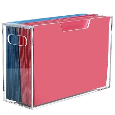 Imagem de Organizador de arquivos suspenso, caixa de arquivo de tamanho legal com alças protable, caixa de armazenamento transparente para mesa, casa, material de escritório - 1 pacote