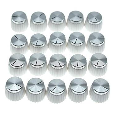 Imagem de Dopro 20 peças Amplificador de guitarra AMP Push on Fit botões brancos com tampa cromada para amplificador Marshall