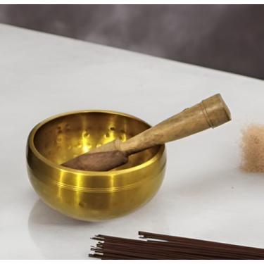 Imagem de Purpledip Tigela de canto de metal com sino martelado: instrumento musical budista tibetano para orações de meditação (10686)