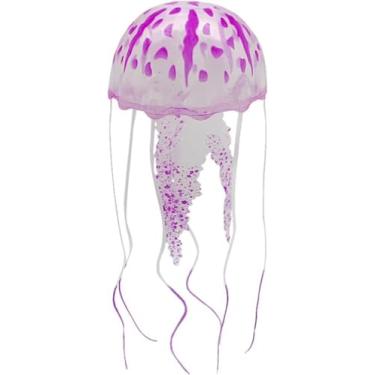 Imagem de Jowxsx Brinquedo de água-viva engraçado, acessórios para aquário subaquático, decorações flutuantes, desenhos animados, ornamentos de aquário, decoração de água-viva (rosa vermelha)