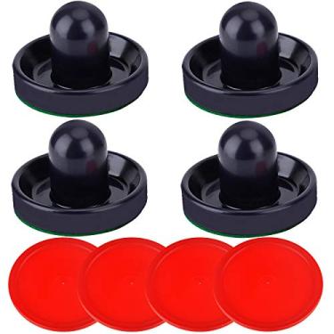 Imagem de ONE250 Air Hockey Pushers and Red Air Hockey Pucks, Goal Handles Paddles Acessórios de Substituição para Tabelas de Jogo (4 Striker, 4 Puck Pack), Dark Blue