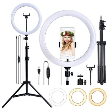 Imagem de Ring Light 12 Polegadas 30cm com Tripé até 2,1m Dimmer para Controle da Luminosidade - Completo para Live Selfie Influencer Youtuber Estúdio Gravação Instagram (Stories, Reels) [Premium]