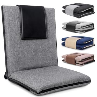 Imagem de FASTMOMENT Cadeira de chão com suporte para as costas, 14 posições, ajustável, assento portátil para adultos e crianças, assento de meditação dobrável com rolamentos KOYO japoneses e capa de linho