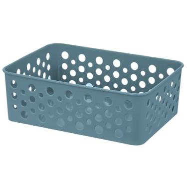 Imagem de Cesto Organizador Rattan Multiuso Armário Gaveta Lavanderia P (19x13) (Azul)