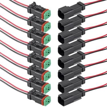 Imagem de JUZITAO 8Kits Conectores DT de 2 pinos à prova d'água 16AWG 2 fios conector elétrico automotivo 2 pinos conectores à prova d'água macho e fêmea Plug and Play para carros, caminhões, barcos marítimos