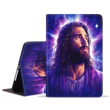 Imagem de FVAENDHIO Capa para Samsung Galaxy Tab A9 Plus 11 polegadas modelo 2023 (SM-X210/X216/X218), suporte ajustável, auto despertar/hibernar, capa de couro inteligente, Jesus Cristo Deus Cristão