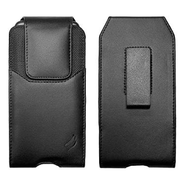Imagem de Eaglecell – Compatível com REVL 2 Plus, iPhone Xs Max, 8/7 Plus, Alcatel 7, LG V40, Stylo 4, Motorola Moto E5 Plus, Supra, Galaxy J7, Note9 – Capa horizontal de lona com clipe de cinto, Vertical - 22 Black