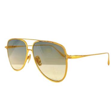 Imagem de HCHES Óculos de sol vintage grandes ovais masculinos, óculos solares, titânio puro, dourado, masculino, C2, tamanho único