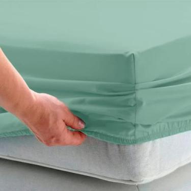 Imagem de Lençol Casal 40cm Avulso C/Elástico Percal 200 Fios (Verde-claro)