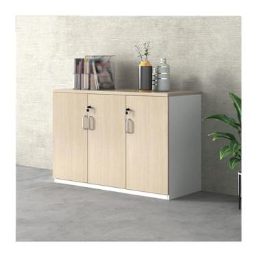 Imagem de LICONG-2020 Armário de arquivo de madeira Armário de armazenamento de três portas Armário de armazenamento de dados 1,2 m Armário de arquivo de escritório com trava