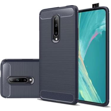 Imagem de GTBDEKI Capa para OnePlus 7 Pro, GM1910, de fibra de carbono, à prova de choque, fina, de silicone, resistente, macia, TPU, capa traseira para OnePlus 7 Pro, azul