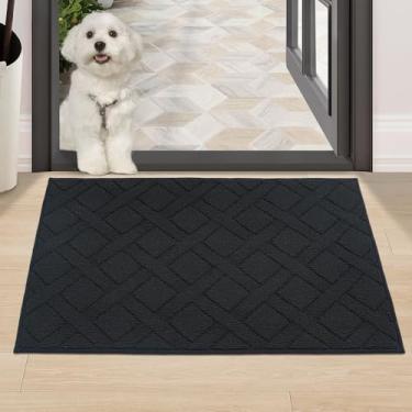 Imagem de COSY HOMEER Tapete de porta de cachorro para patas enlameadas, absorve umidade e sujeira, tapete de lama para cães, tapete lavável antiderrapante, tapete de porta interna de entrada de polipropileno