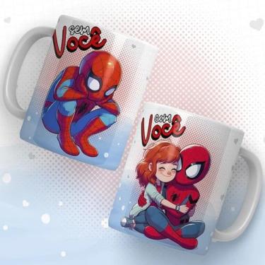 Imagem de Caneca Sem você/ Com você - super heróis - Pammy studio, homem aranha