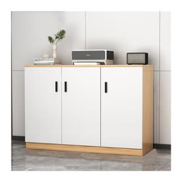 Imagem de Armário de arquivos, gabinete de dados, gabinete de armazenamento de escritório, armário de arquivo, armário curto, armário de madeira para escritório, armário de armazenamento de três portas (cor: