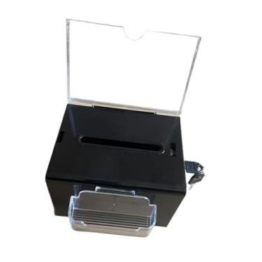 Imagem de IEUDNS Caixa de visita de caixa de sugestão Case portátil Caso de doação de acrílico para os eventos comunitários da loja, Preto