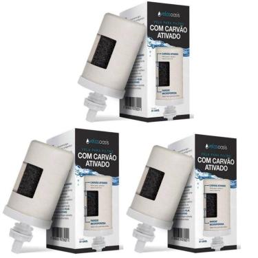Imagem de Kit 3 Vela Carvão Ativado Agua Alcalina Filtro De Barro