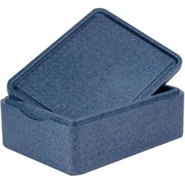 Imagem de Caixa térmica retangular com 2 peças, azul