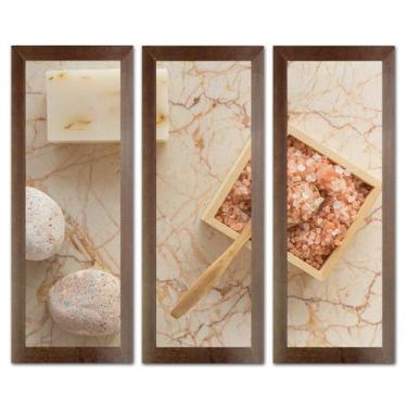 Imagem de Kit Quadros Decorativos Banheiro Lavabo Flores Sabonete spa pedras vel