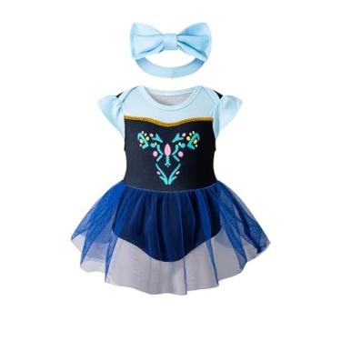Imagem de bakjuno Vestido tutu de princesa para bebês meninas, festa de aniversário, cosplay, Natal, vestido com faixa de cabeça (9 a 12 meses)