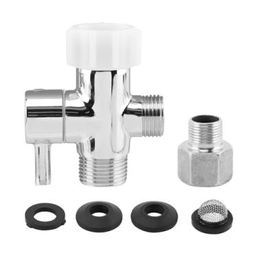 Imagem de Adaptador Bidê T com válvula de corte, válvula T de 3 vias para bidê (7/20.3 cm x 7/20.3 cm x G1/2 ou 3/20.3 cm), válvula T para bidê de vaso sanitário portátil, conector T acessório de bidê para vaso