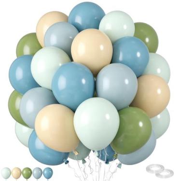 Imagem de Balões FEYG Azul e Verde - 60 Unidades de 30cm (Macaron Verde Abacate)