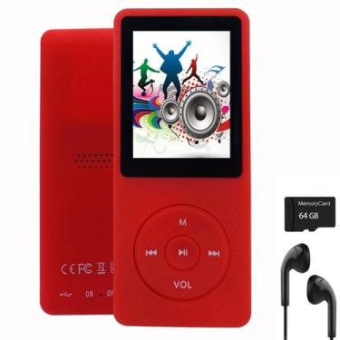 Imagem de Leitor de MP3 imkavery MP20 - 64GB/128GB - Vermelho com Alto-Falante e