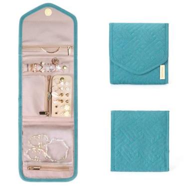 Imagem de Estojo Organizador de Jóias Dobrável BAGSMART - Mini Teal para Viagem