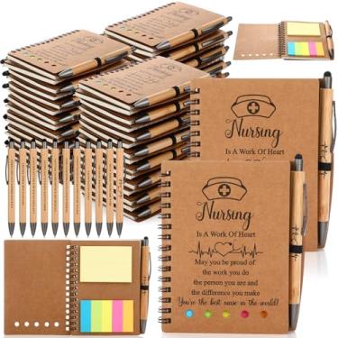 Imagem de MotiMind 50 conjuntos de presentes de agradecimento à enfermeira, presentes de semana de enfermeira, cadernos de agradecimento, canetas de bambu, caderno espiral inspirador de enfermeira com nota