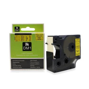 Imagem de Fita Refil Compatível D1 18433 Vinil Amarela Letra Preta 19mm p/ Rotul