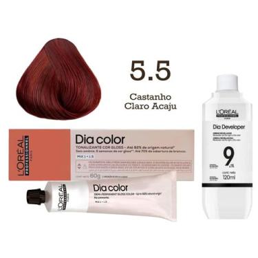 Imagem de Tonalizante Dia Color 5.5 Castanho Claro Acaju + Emulsão Reveladora 9v