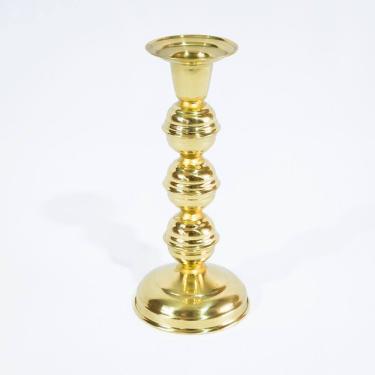 Imagem de Castiçal Dourado de Latão Suporte 1 Vela Igreja 3 Bolas 15cm