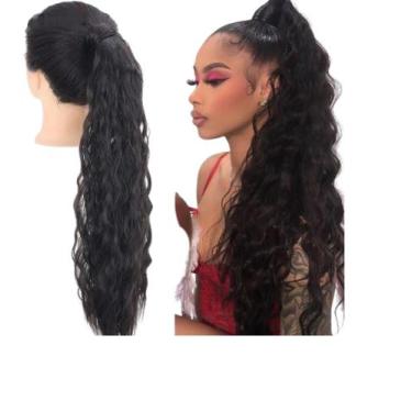 Imagem de Aplique Rabo De Cavalo Longo Com Presilha Removível 70cm Preto - Gm Ha