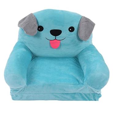 Imagem de Grcfumo azul filhote de cachorro crianças sofá, esponja de pano confortável cadeira da criança, braços largos resistentes sofá cama dobrável para ler livros, assistir tv (2 Tier)