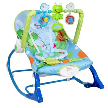 Imagem de Cadeira de Descanso Bebê Balanço Vibratória Baby Style até 18kg Brinquedo Musical Suave Vibração Relaxante Cinto de Segurança Mobile Barra de Brinquedos Interativa INMETRO (Azul)