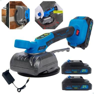Imagem de Maquina Assentar Piso Elétrica Recarregável Porcelanato Vibratória 2 Baterias 21 v