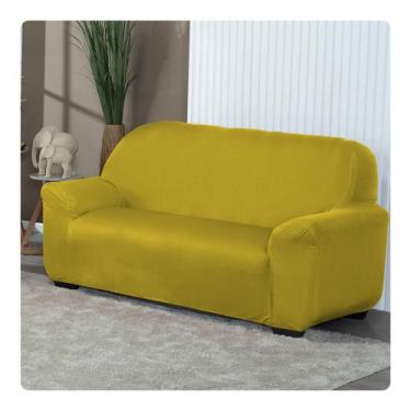 Imagem de Capa De Sofá Lisa Avulsa 3 Lugares Em Malha Amarelo - Lenharo Enxovais
