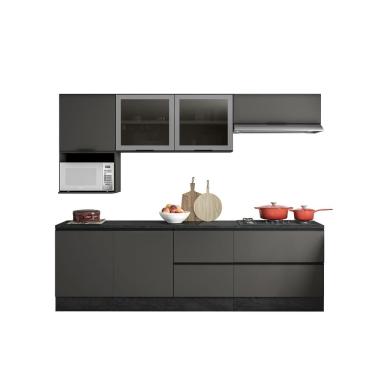 Imagem de Jogo de Cozinha Etna com Balcão p/Cooktop 4 e 5 Bocas e Nicho p/ Microondas  - Grafite Poliman