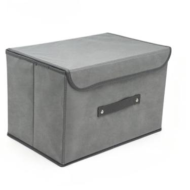 Imagem de Caixa Organizadora Com Tampa Multiuso Guarda-Roupas Closet Brinquedos Objetos Livros(2,Grande Cinza)