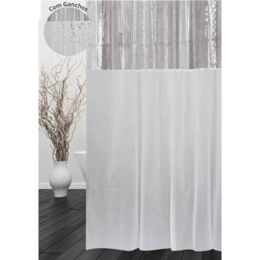 Imagem de Cortina de Banheiro Box Com Visor Pvc Impermeável Antimofo Com 9 Ganch