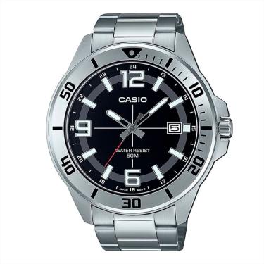 Imagem de Relógio CASIO masculino analógico preto prata MTC-100D-1BVDF