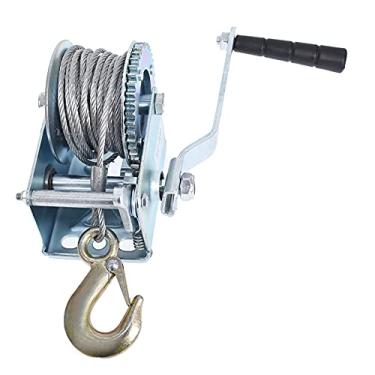 Imagem de ALL-CARB Guincho manual de 272 kg Cabo de aço resistente Guincho de engrenagem de manivela com fio de aço de 8 m