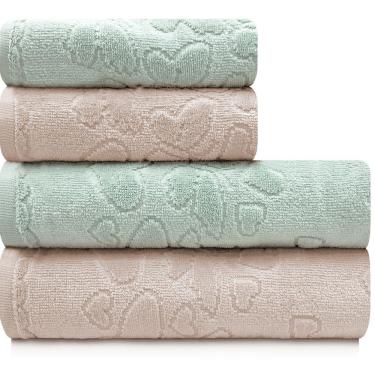 Imagem de Jogo de Toalhas Banho e Rosto Dohler 100% Algodão Romance