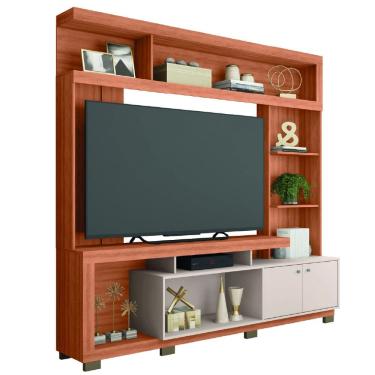 Imagem de Estante Home Theater Para TV Até 70 Polegadas 2,10m Atlanta Madeirado/Off White Caemmun