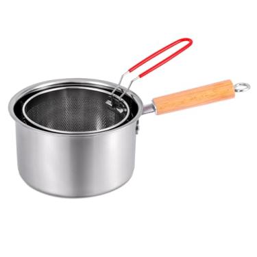 Imagem de 20 cm de diâmetro externo, 10,5 cm de altura, fritadeira multifuncional de aço inoxidável 304 com cesta de fritadeira, pote de leite quente para comida de bebê, panela de macarrão para café da manhã