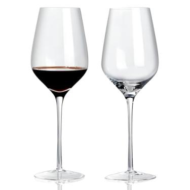 Imagem de ACHEER Conjunto de 2 taças de vinho tinto Bordeaux de haste longa, grande, 590 ml, soprado à mão, sem chumbo, transparente, taça de vinho de cristal, caixa de presente, presente perfeito para qualquer